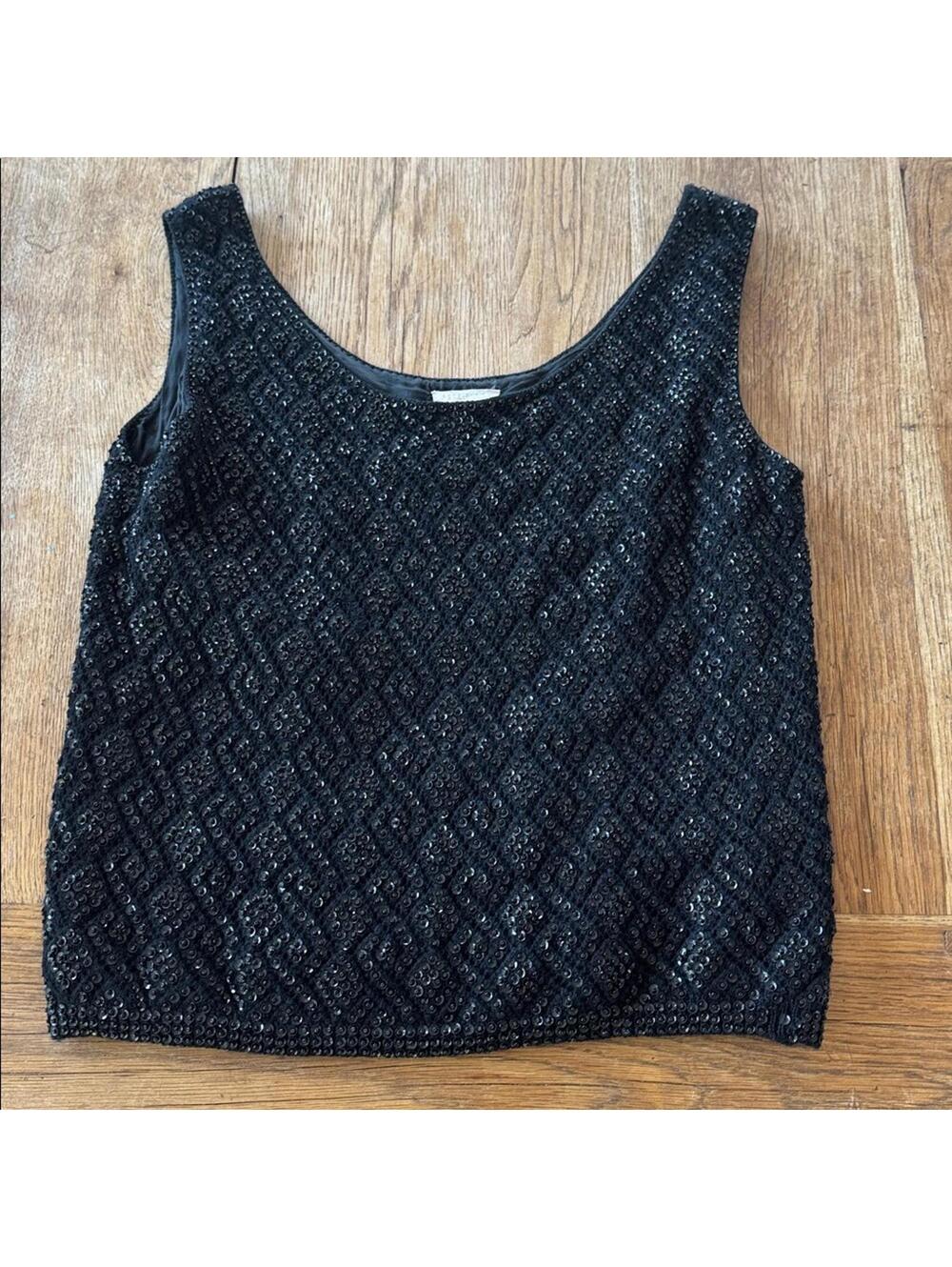 Millay 100% Wool Beaded Sequin Tank Top Vintage Size Medium 36